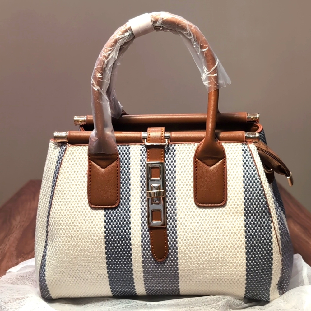 Nola-2 Single Striped Ladies Handbag - Blue - Picture 4 of 7